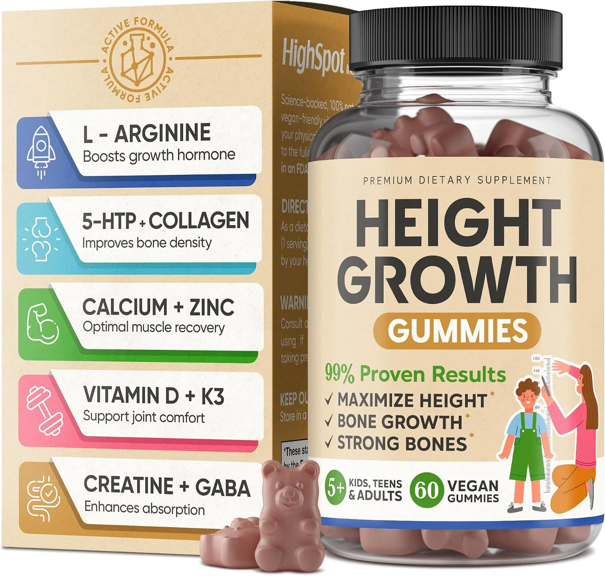 Gomitas de vitamina para aumentar el crecimiento de la altura, calc...