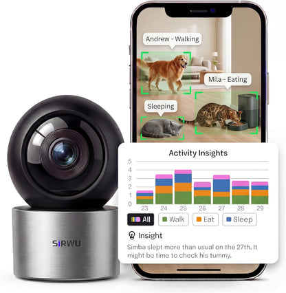 Sirwu Cámara AI Pet para interiores con aplicación de teléfono, cám...