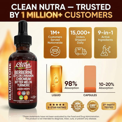 Clean Nutra Berberine con suplemento de canela de Ceilán gotas líqu...