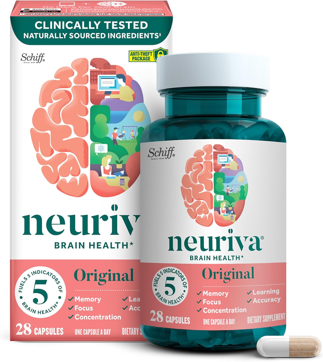 NEURIVA Suplemento cerebral nootrópico descafeinado original probad...