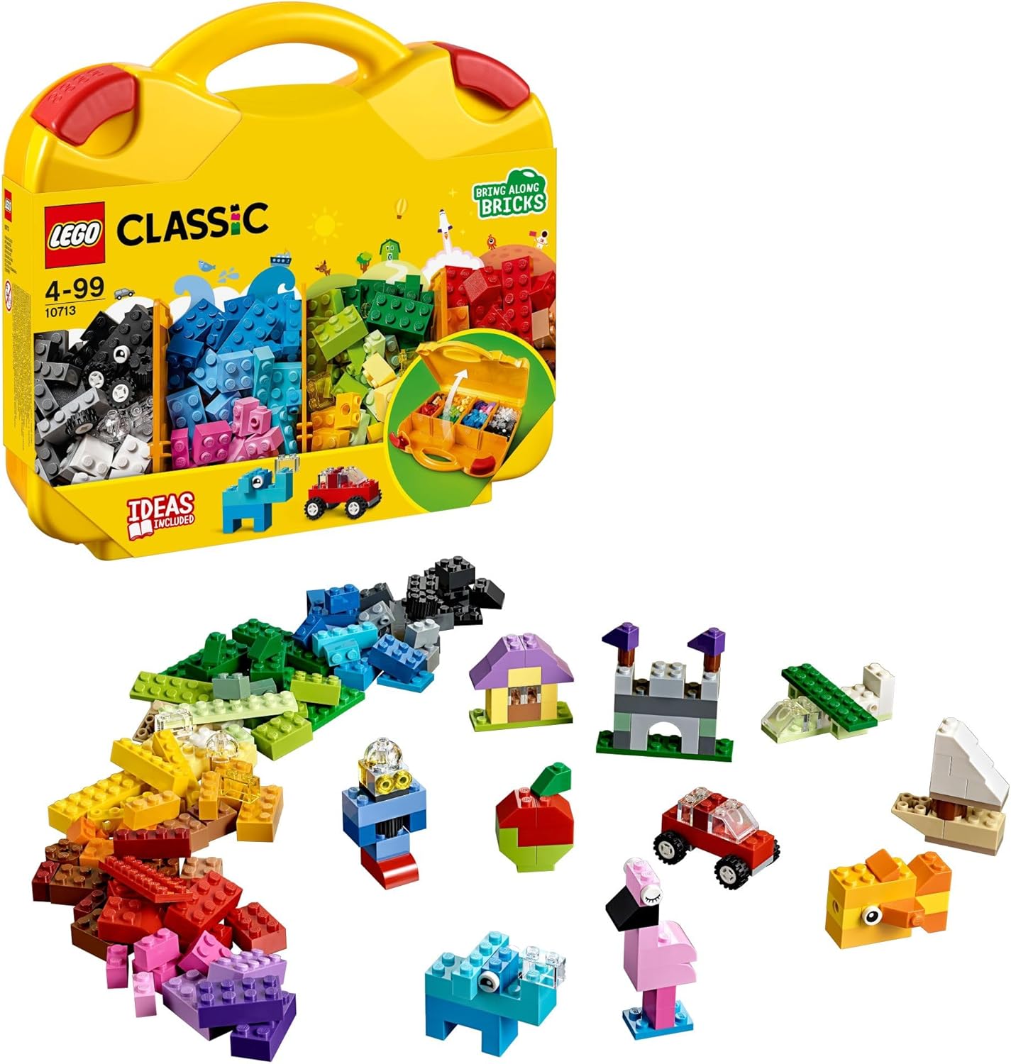 LEGO Classic Maleta creativa 10713 - Incluye estuche organizador de almacenamiento con divertidos y coloridos bloques de construcción, juguete de aprendizaje preescolar para niños, niños y niñas a