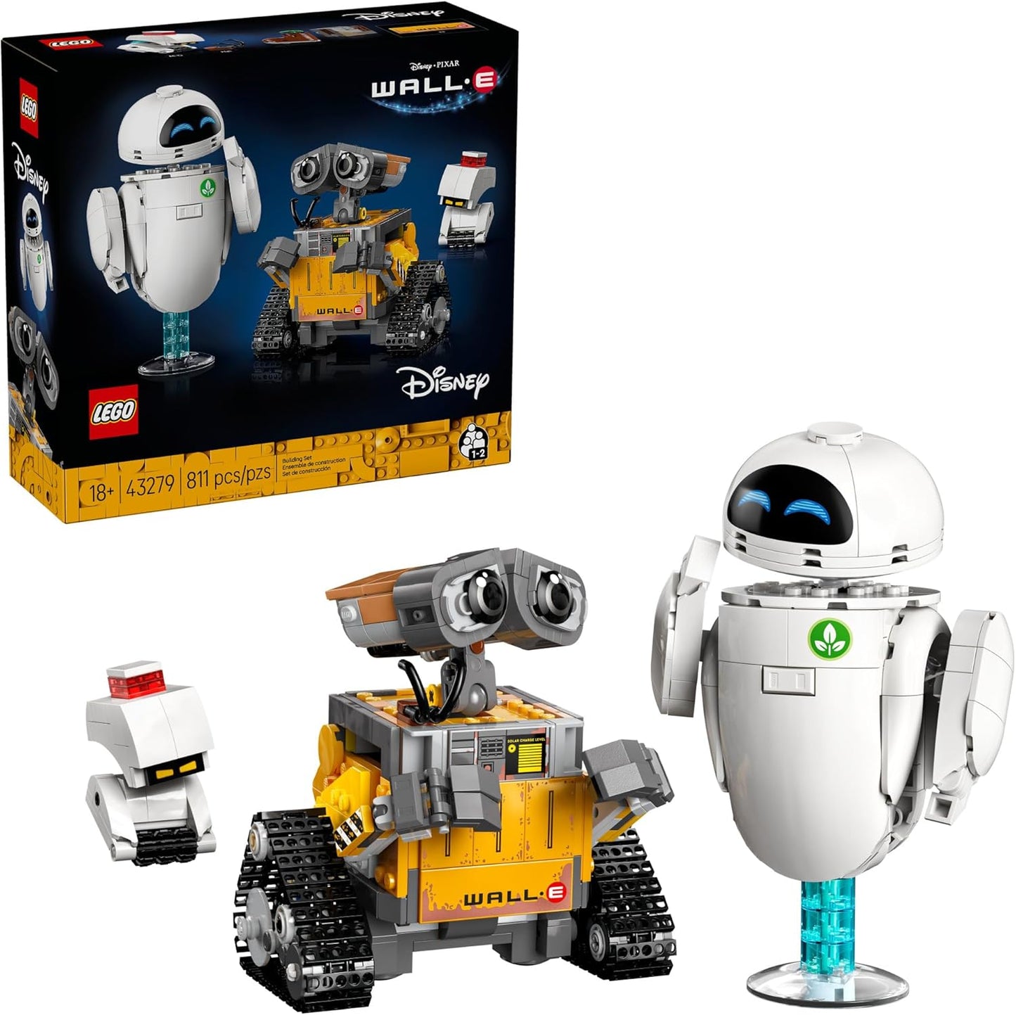 LEGO Disney & Pixar Wall-E & EVE - Juego de construcción para adultos, mayores de 18 años, oficina en casa, estante de libros o decoración de habitación para fanáticos de Disney, ideas de regalo para