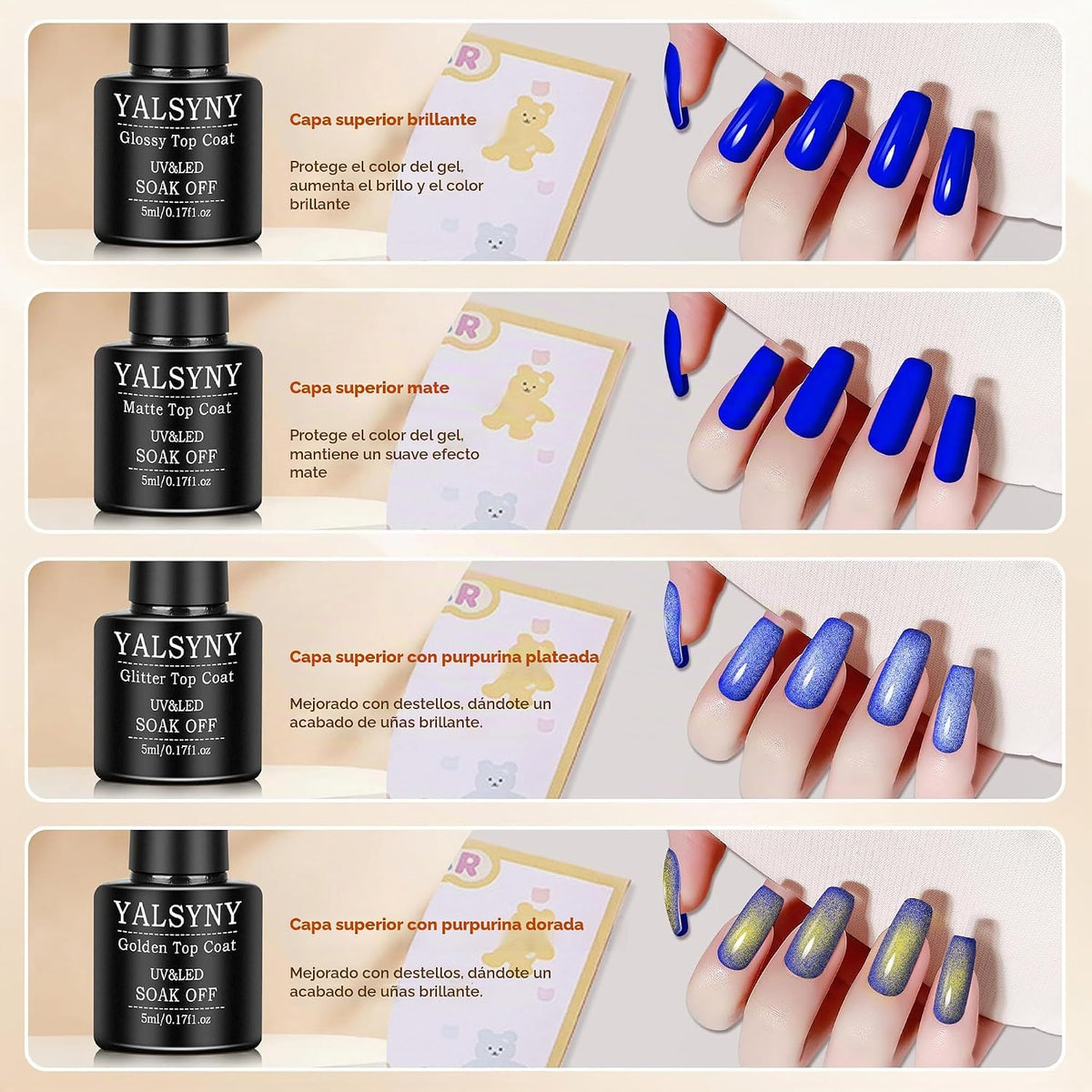 YALSYNY Juego de 60 esmaltes de uñas de gel, 55 colores con capa ba...