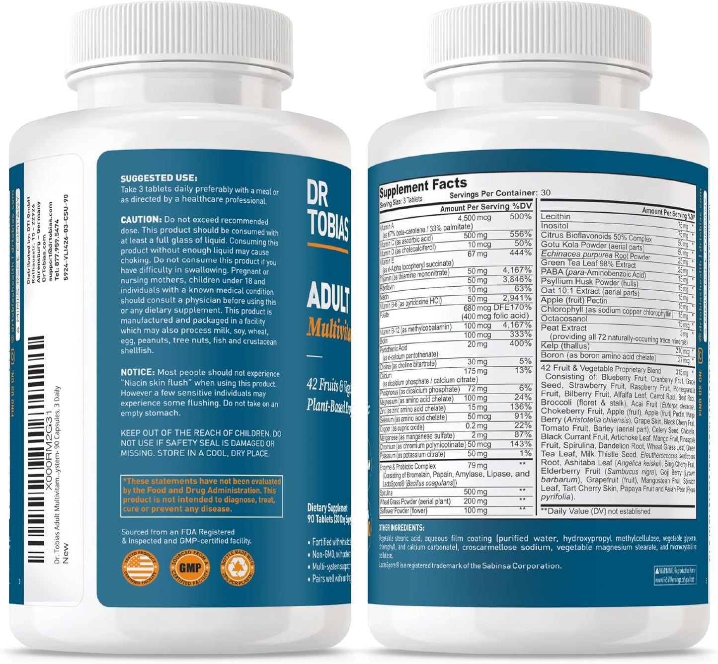 Multivitamínico Dr. Tobias para mujeres y hombres, acelerador de di...
