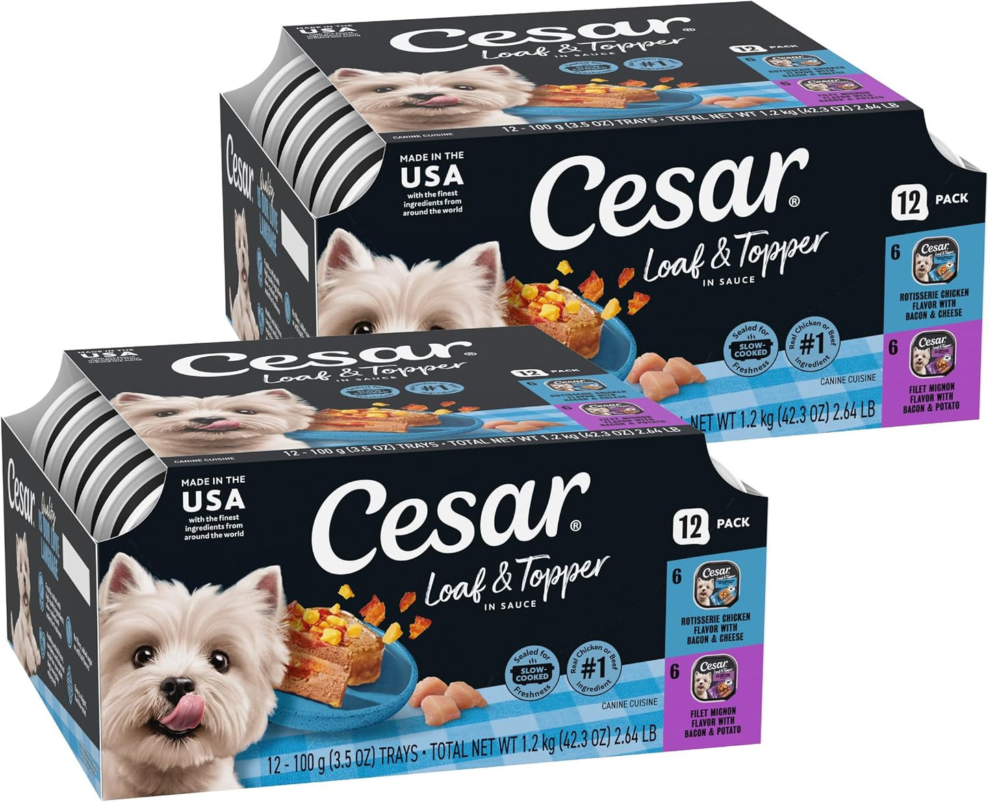 Cesar - Comida húmeda para perros en un paquete variado de trocitos...