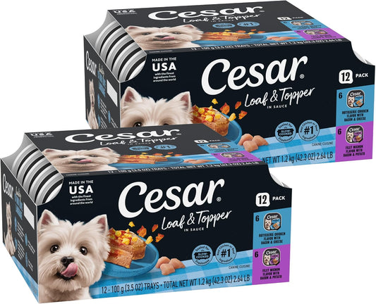 Cesar - Comida húmeda para perros en un paquete variado de trocitos...