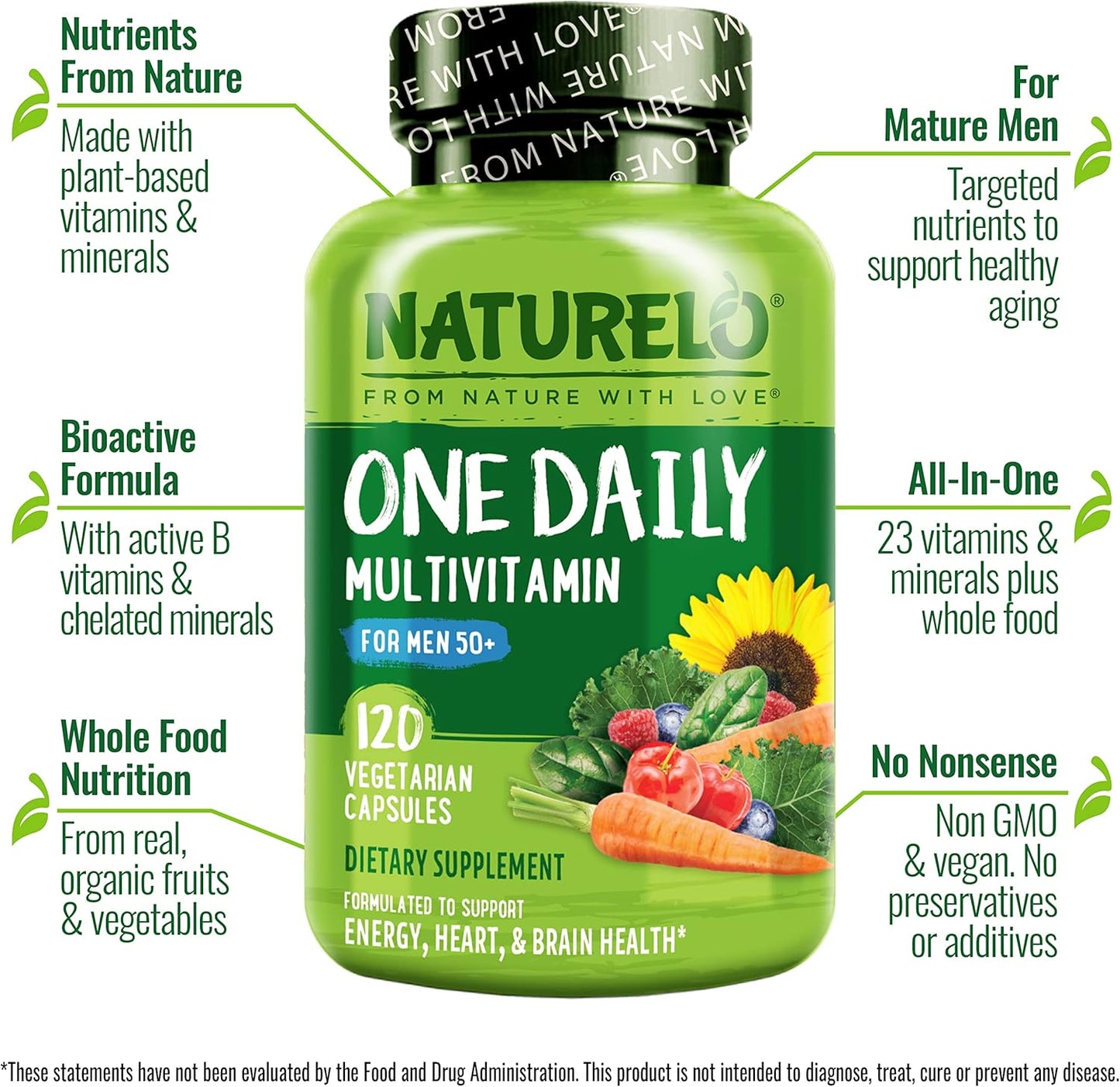 NATURELO Multivitamínico para hombres de 50+ - Un multivitamínico d...