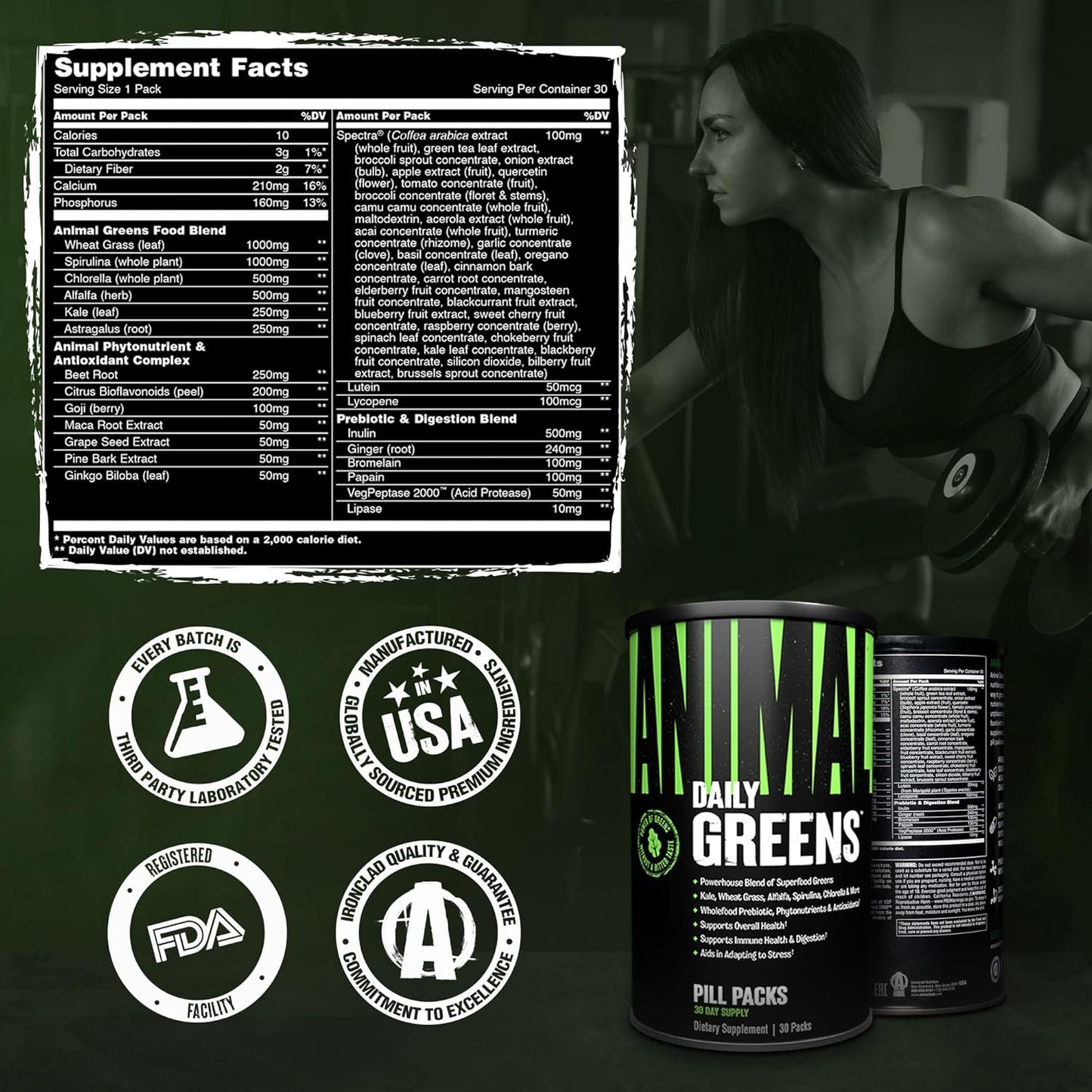 Animal Daily Greens - Paquetes de píldoras \u2013 col rizada, hierb...