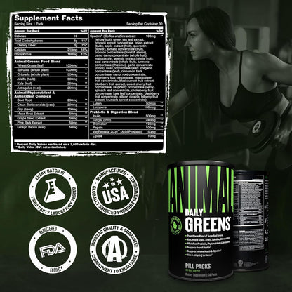 Animal Daily Greens - Paquetes de píldoras \u2013 col rizada, hierb...