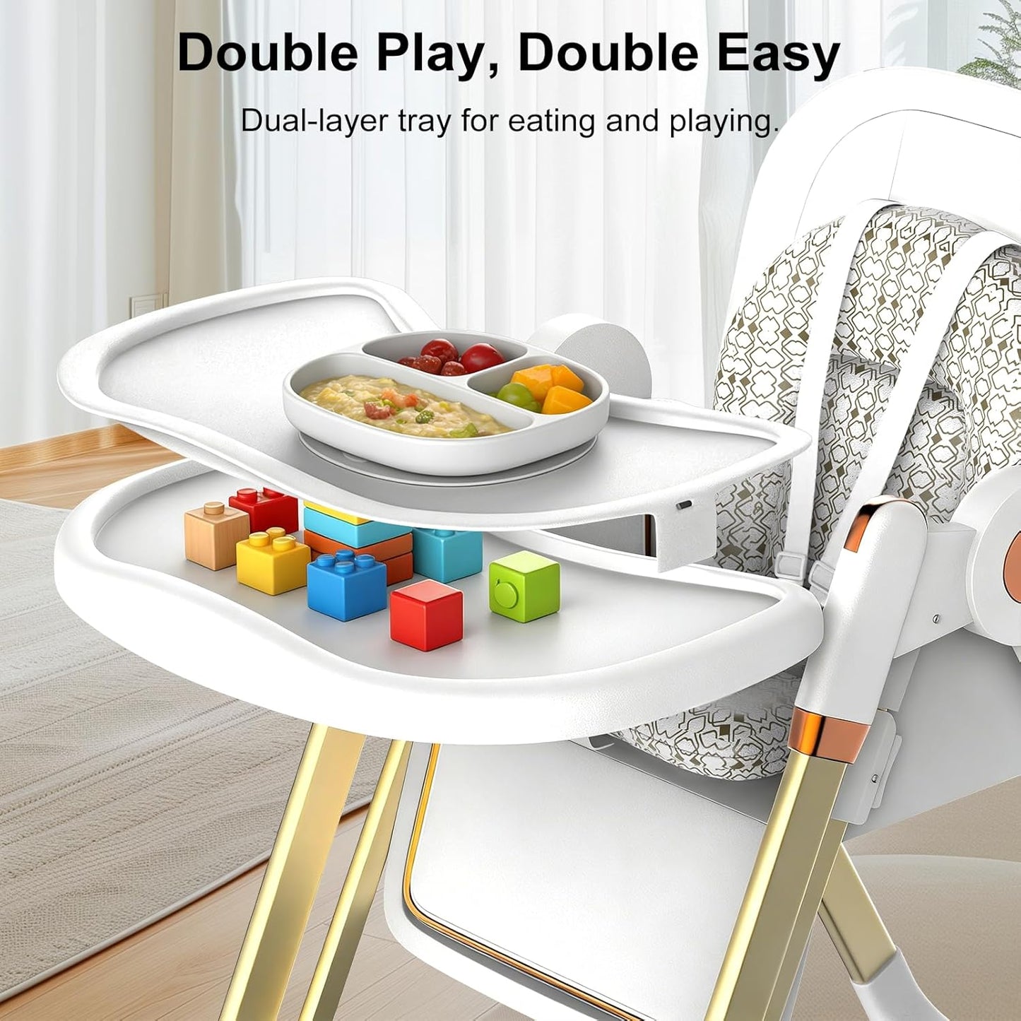 Silla alta plegable para bebés y niños pequeños, columpios portátil...
