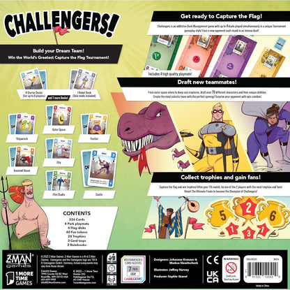 Juego de cartas Asmodee Challengers - ¡Reúne el equipo de tus sueños y captura la bandera! Juego de estrategia de gestión de mazos, divertido juego familiar para niños y adultos, a partir de 10 años