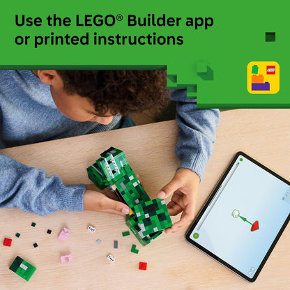 LEGO Minecraft The Creeper - Juguete de construcción para niños, juguete de Minecraft para niños y niñas, a partir de 10 años, decoración de habitación para jugadores con primera versión de minifigura