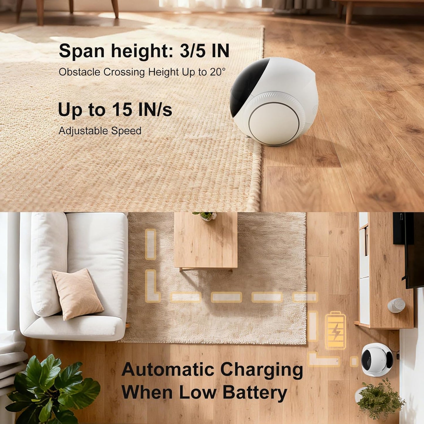 XZI Cámara robot móvil para interiores, seguridad familiar para gat...