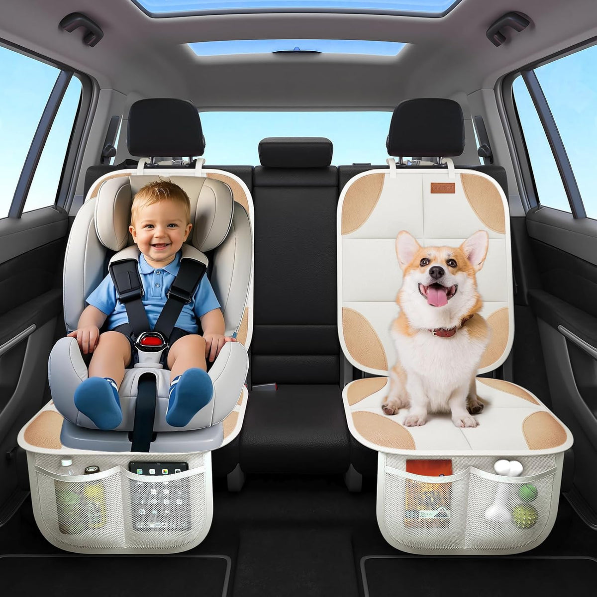 SMART ELF Protector de Asiento de Automóvil, Paquete de 2 Protector...