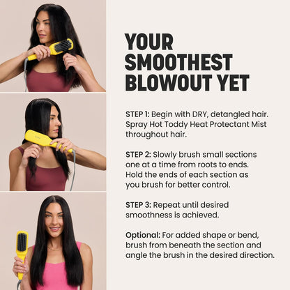 Drybar The Brush Crush - Cepillo alisador térmico para alisar el cabello, alisador de pelo para un cabello suave y sin encrespamiento, soplado con calidad de salón