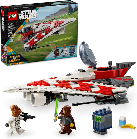 LEGO Star Wars Jedi Bob's Starfighter Vehículo de juguete construible, nave estelar de Star Wars construida con ladrillos con minifigura Jedi Bob, idea de regalo de cumpleaños para niños, niñas o