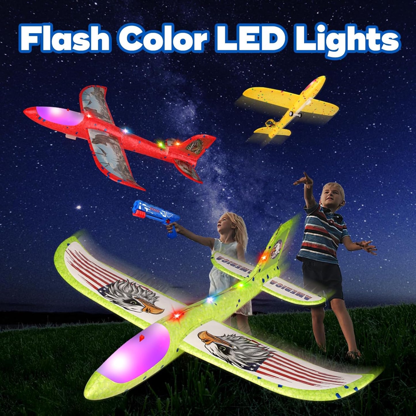 Paquete de 3 juguetes de avión lanzador para niños, avión planeador...