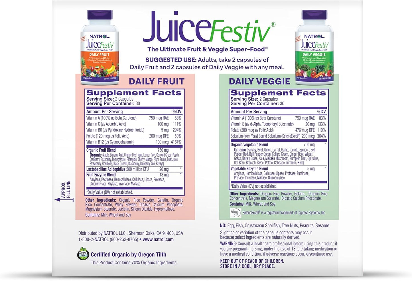 Suplemento nutricional en cápsulas Natrol JuiceFestiv (60 cápsulas...