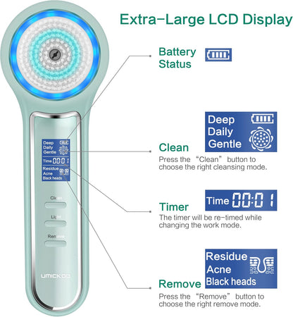 UMICKOO Exfoliante facial, cepillo de limpieza facial impermeable c...