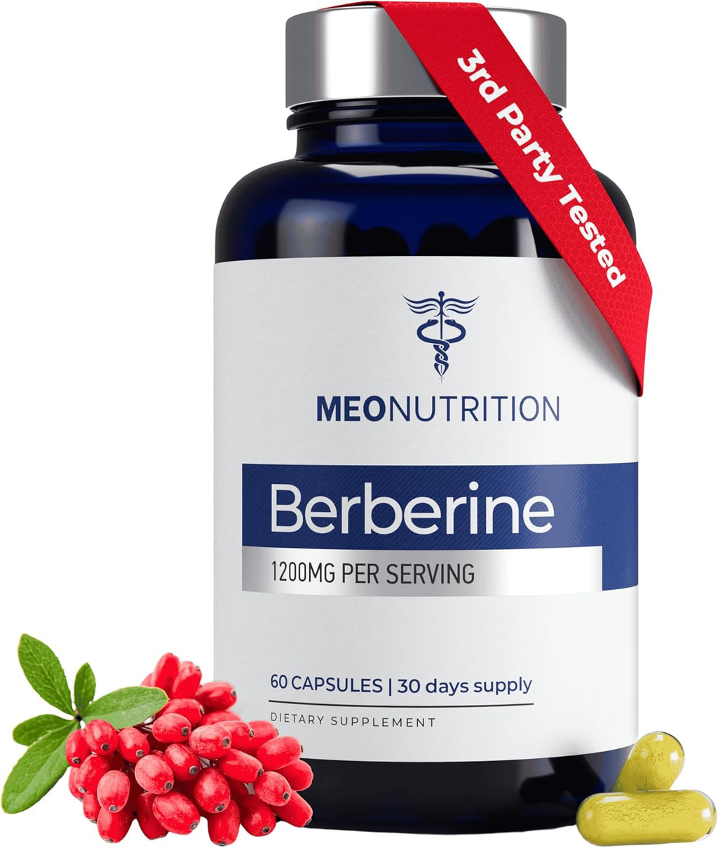 Meo Nutrition Suplemento de berberina de 1200 mg HCI - 60 cápsulas,...