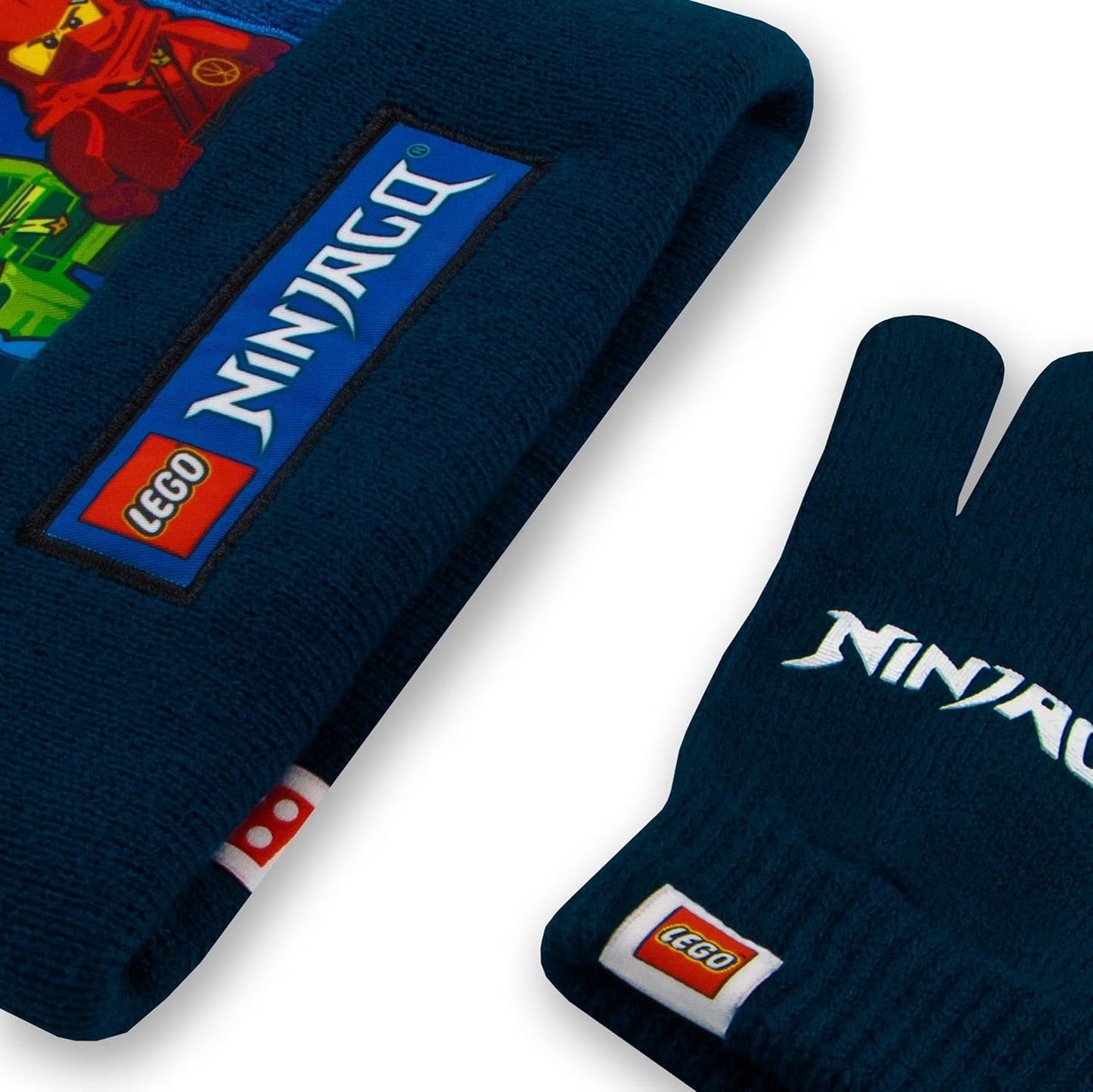 LEGO Sombrero y guantes para niños, gorro y guantes de invierno para niños, Kai, Lloyd y Jay Sombreros y gorras para niños, azul, talla única