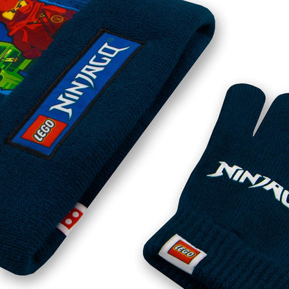 LEGO Sombrero y guantes para niños, gorro y guantes de invierno para niños, Kai, Lloyd y Jay Sombreros y gorras para niños, azul, talla única