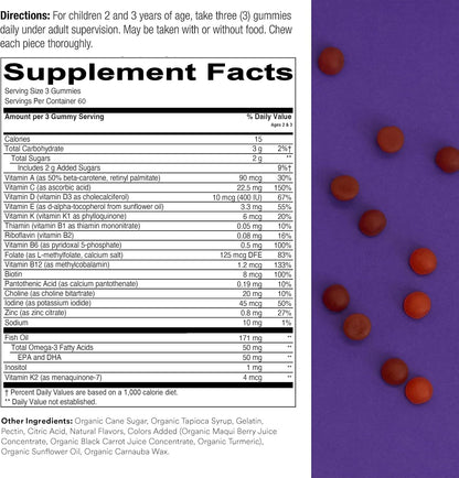 SmartyPants Gomitas multivitamínicas para niños: aceite de pescado...