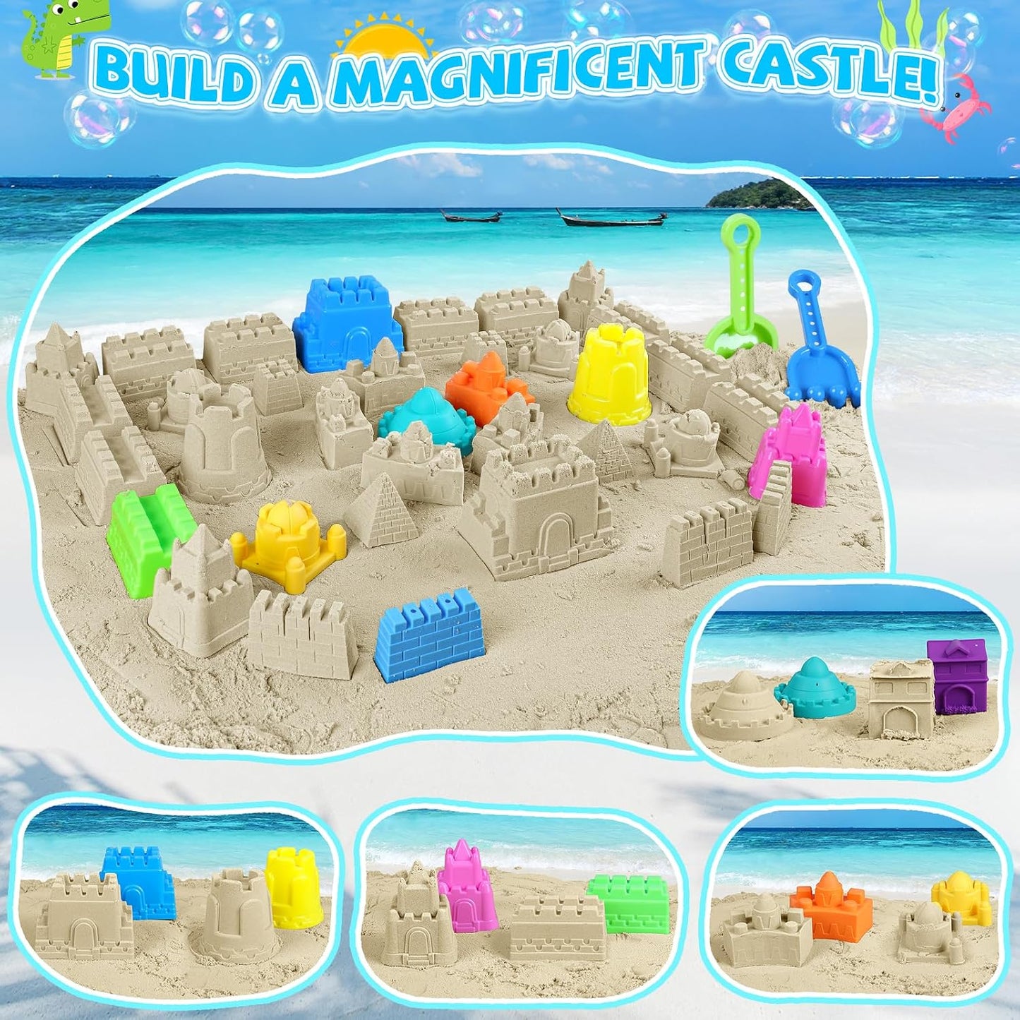 FHOZGECY Juguetes de playa, juguetes de arena para niños y niñas co...