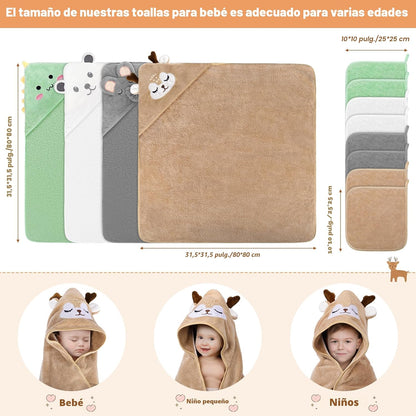 CandyHome Juego de 12 toallas de baño para bebés y niños pequeños,...