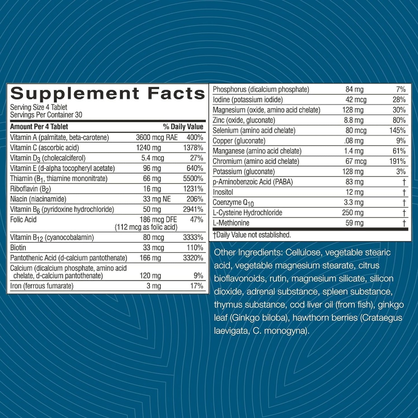Nature's Sunshine Mega-Chel, 120 tabletas, vitamina completa co...