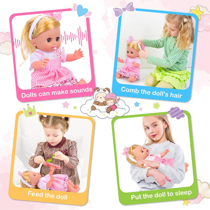 PROOU Set de Juguetes de Muñecas de Cuidado de Bebé, Set de 36 Piez...
