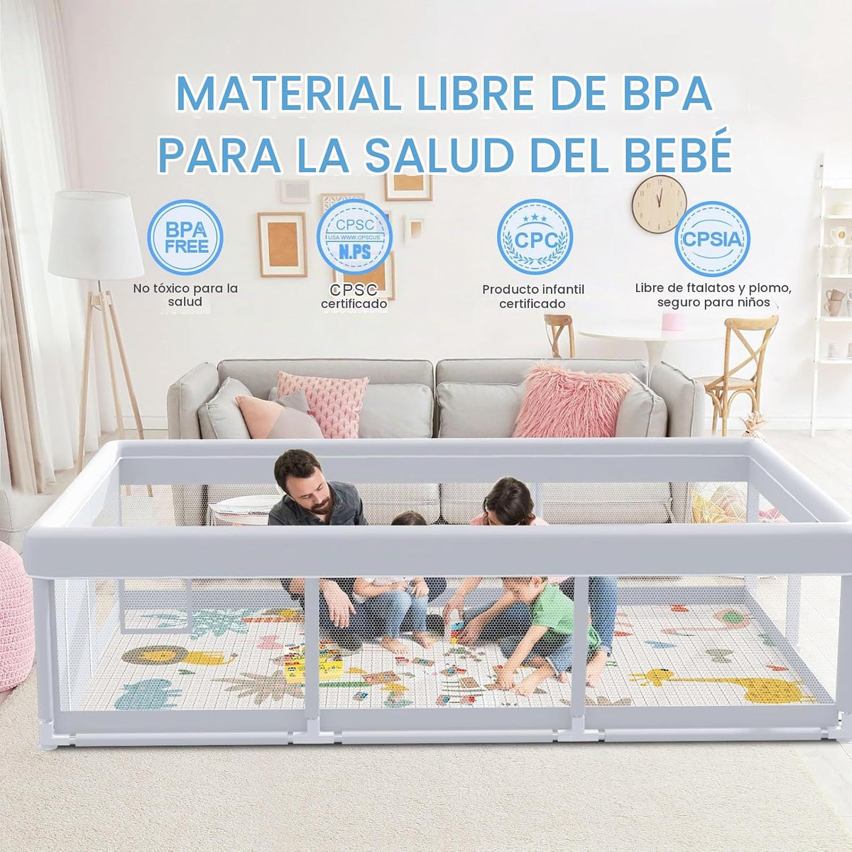XVISHX Corralito para bebés con paspartú, 74 x 50 pulgadas, corrali...