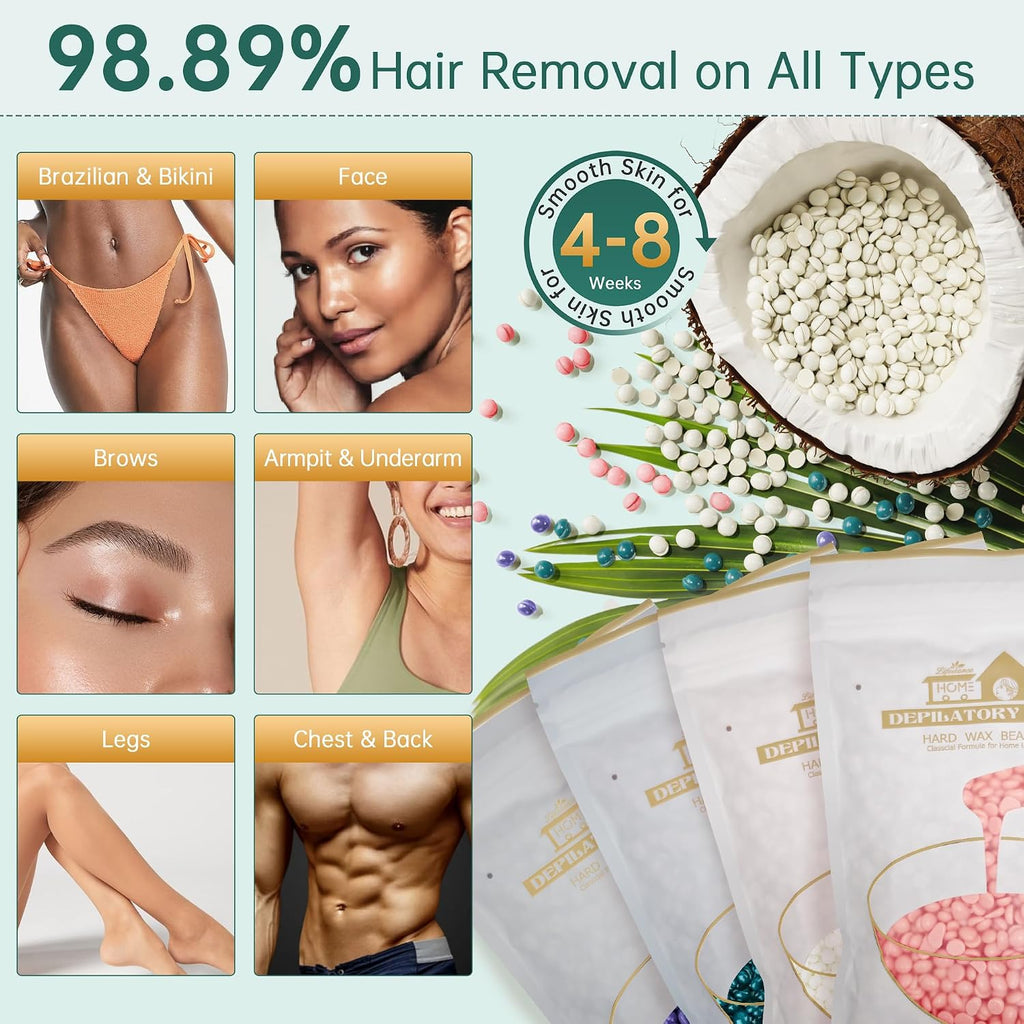 Lifestance Kit de depilación para mujeres y hombres - Calentador di...