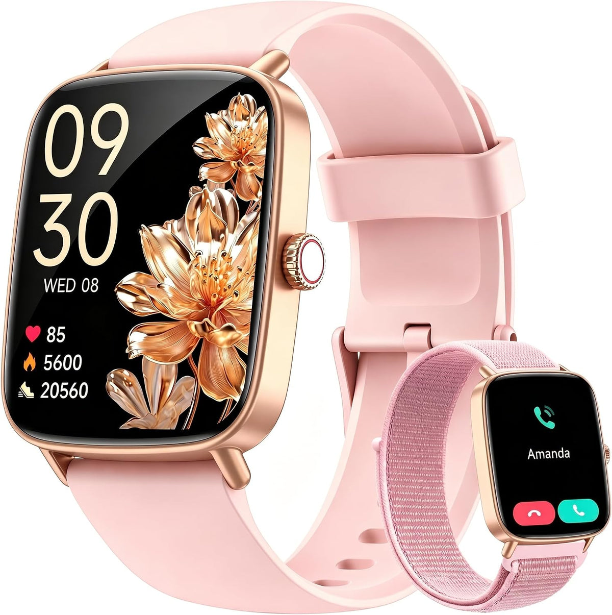 Tensky Reloj inteligente para mujer, 1.85 pulgadas HD AMOLED Fitnes...