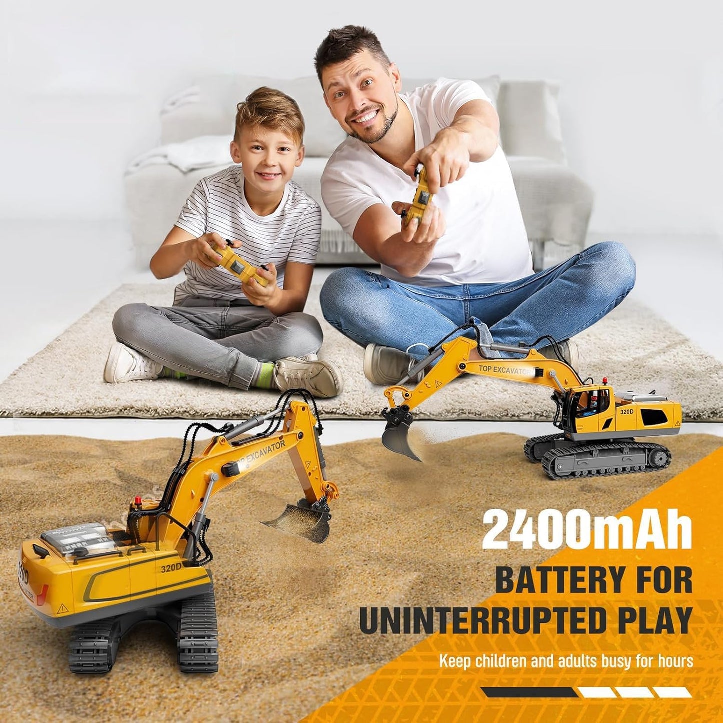 KIDMARKT - Excavadora de juguete con control remoto para niños, cam...
