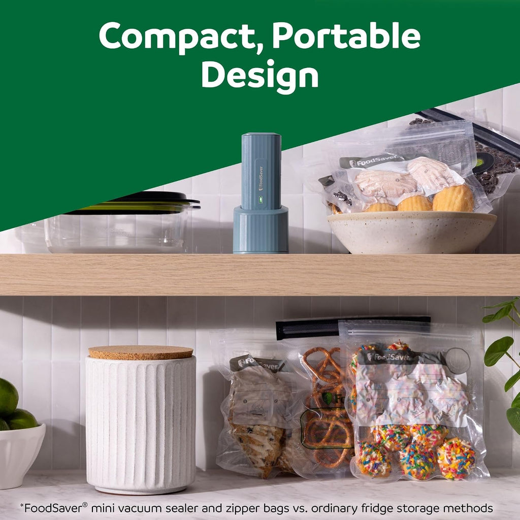 FoodSaver Mini selladora al vacío portátil con configuración de mar...