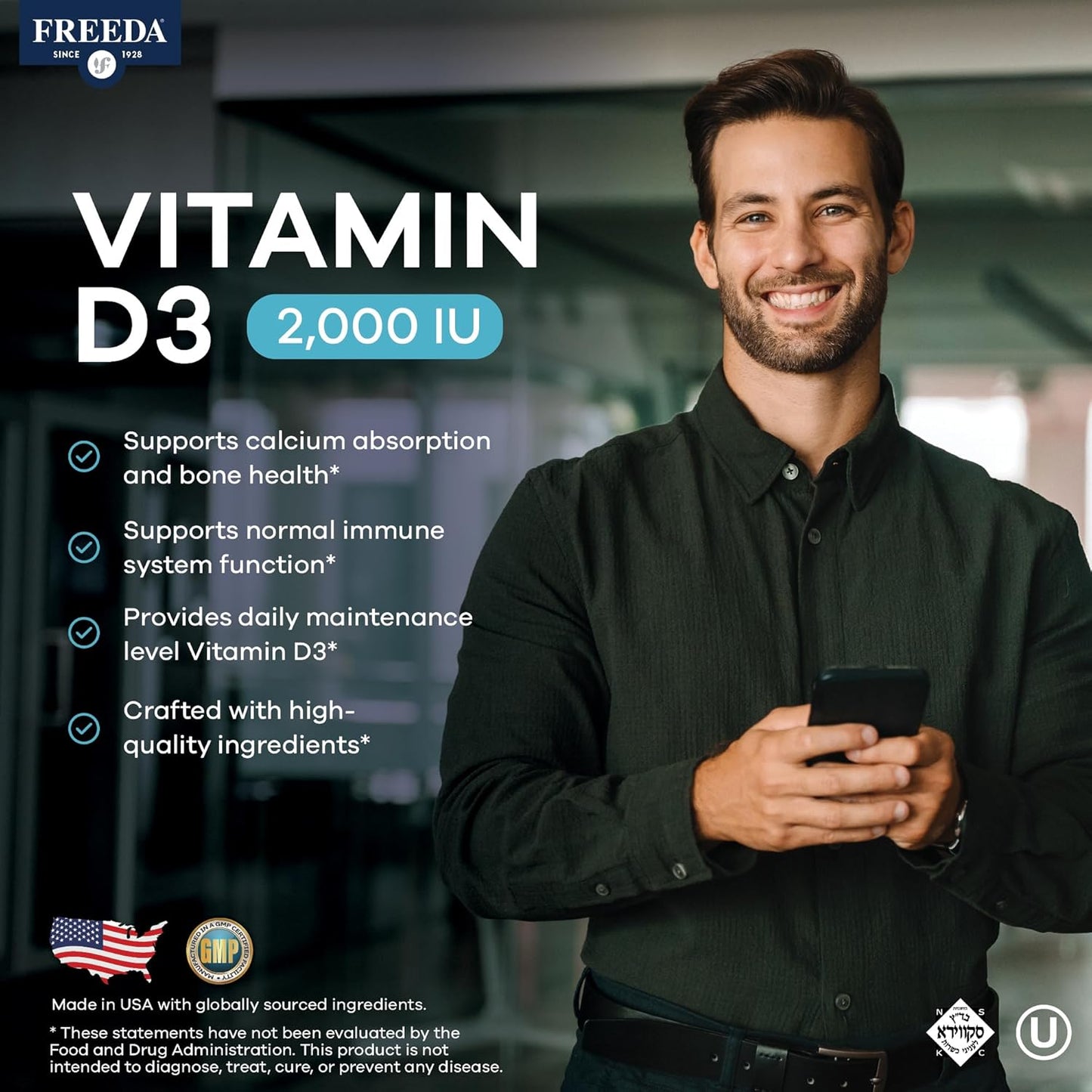 FREEDA Vitamina D3-2000 UI \u2013 Vitamina D de alta potencia para...