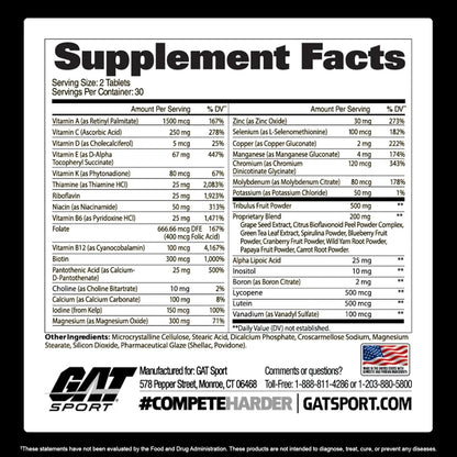 GAT SPORT Tabletas multivitamínicas premium para hombres Multi + Te...