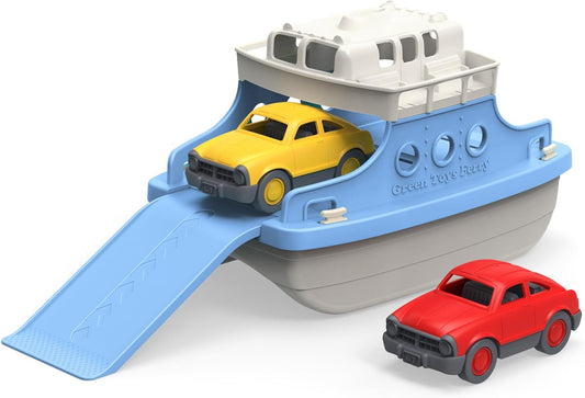 Green Toys Barco de ferry con mini coches de juguete para bañera, a...