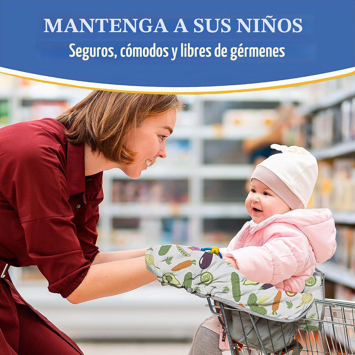 PILLANI Funda para carrito de compras para bebé, funda para silla a...