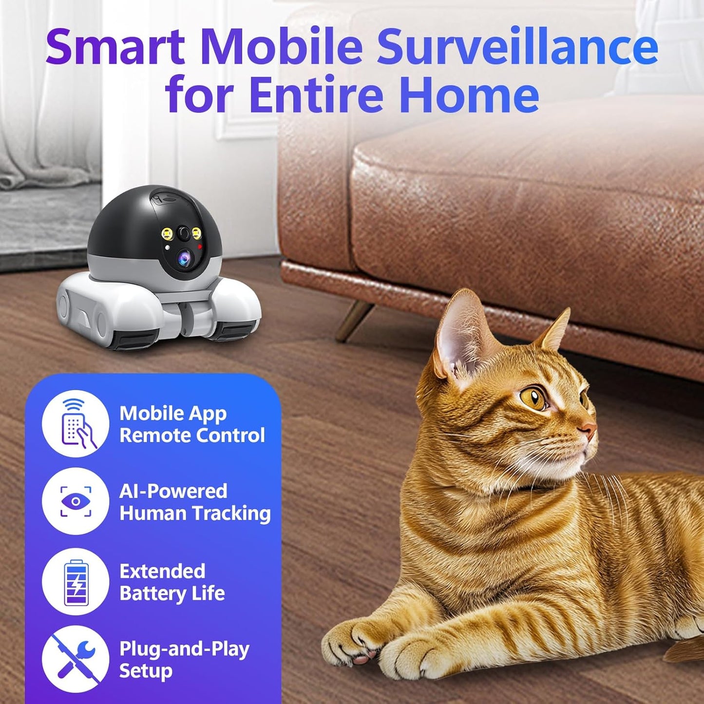 Blinky Bot Camera, Mobile Patrol Robot Camera, Wi-Fi Connected Remo...
