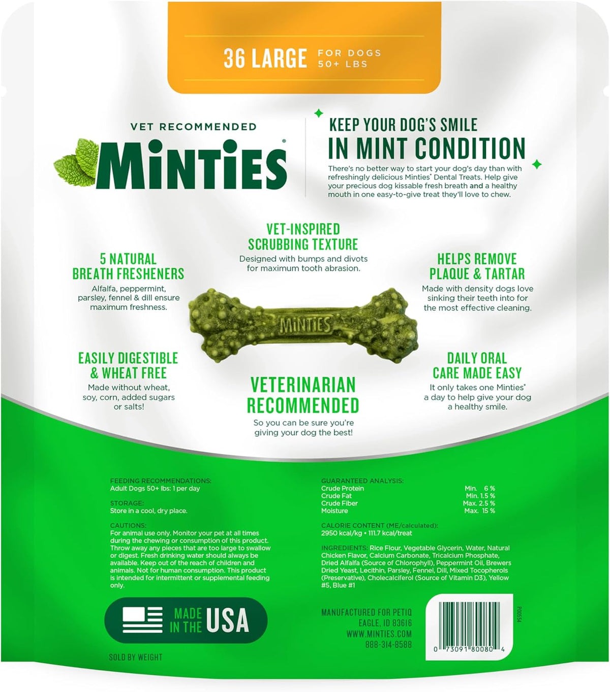 Minties Masticables dentales para perros, 36 unidades, golosinas co...