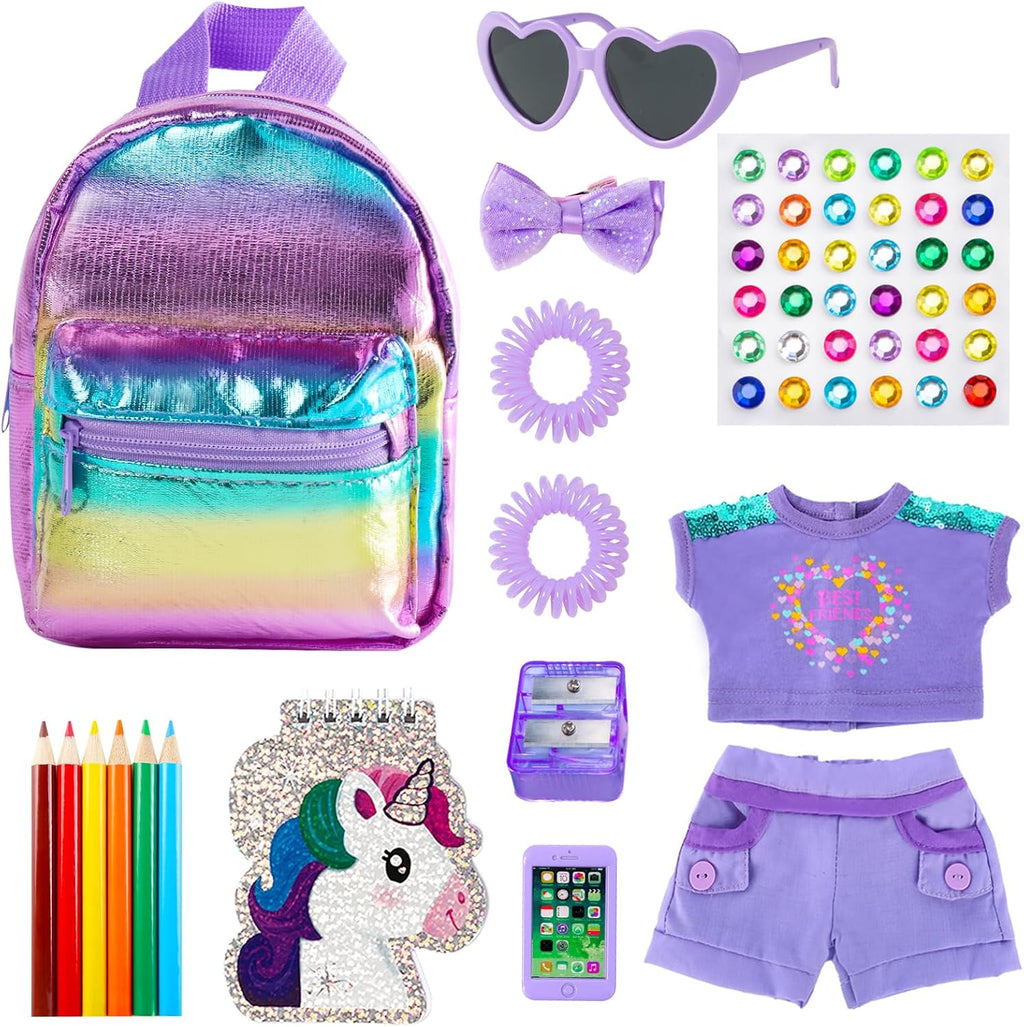 18INDC Conjunto de ropa y accesorios para muñeca de niña de 18 pulg...