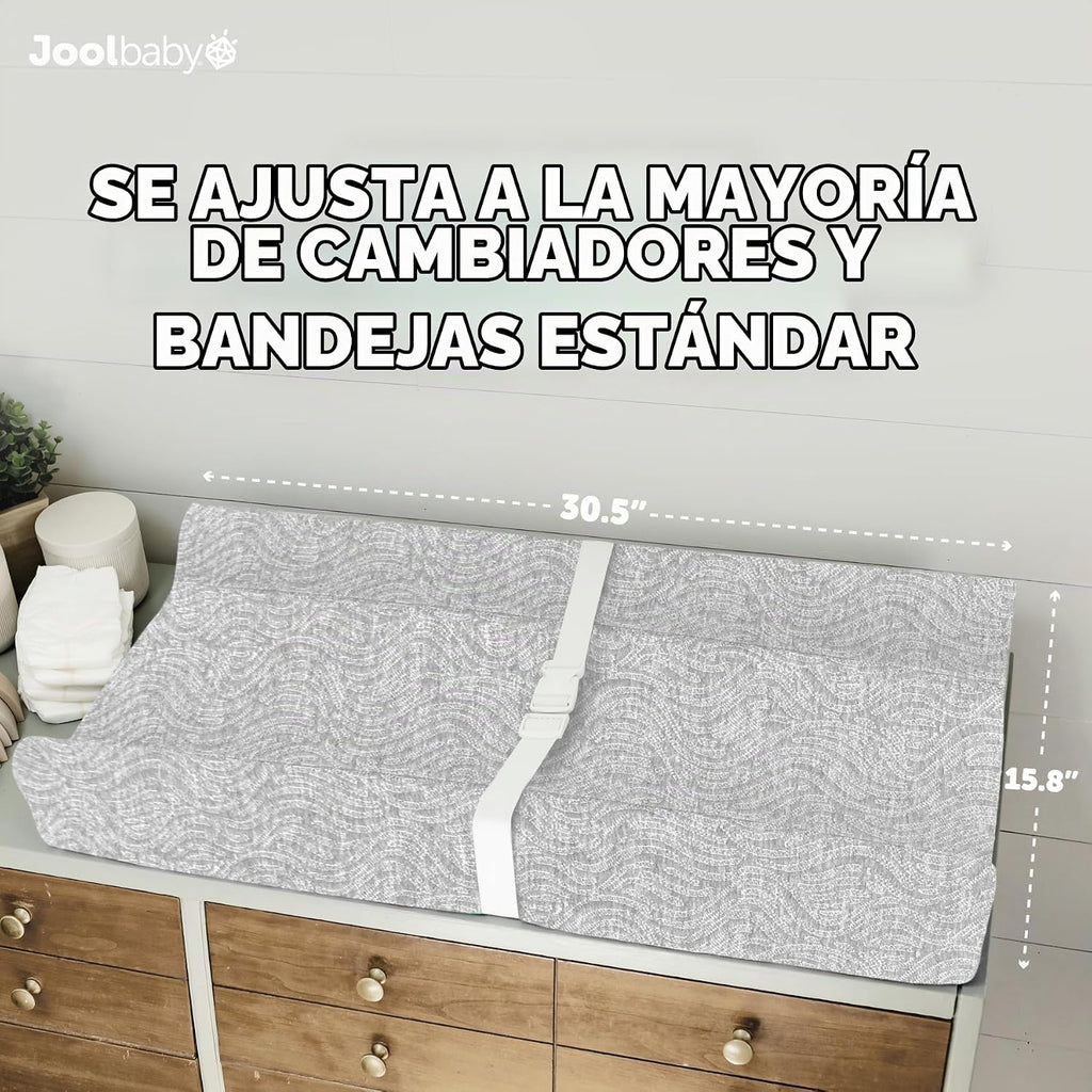 Jool Baby Cambiador suave + funda lavable (patrón de ondas, gris) |...