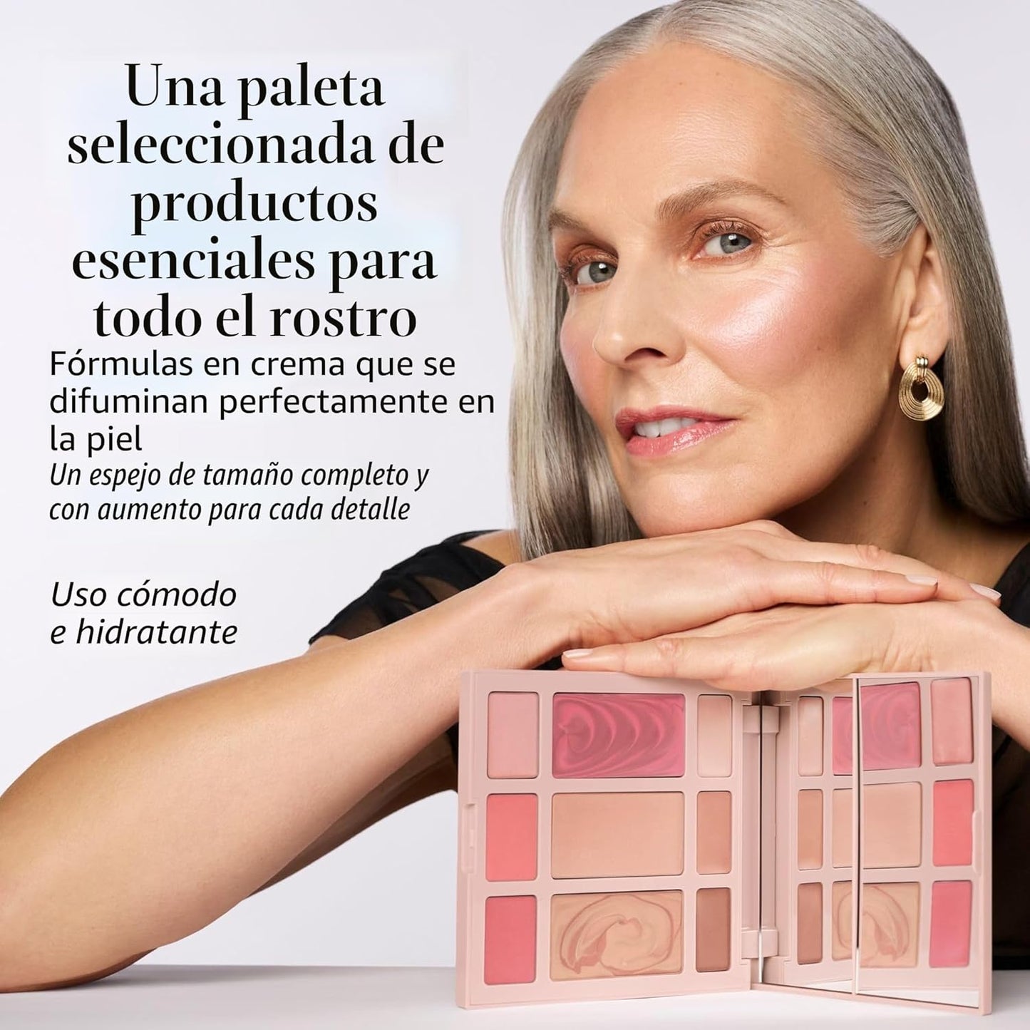 LAURA GELLER - Paleta de crema para rostro completo, lo mejor de la mejor, paleta de crema todo en uno para rostro, ojos y labios, maquillaje mezclable e hidratante hecho para pieles maduras