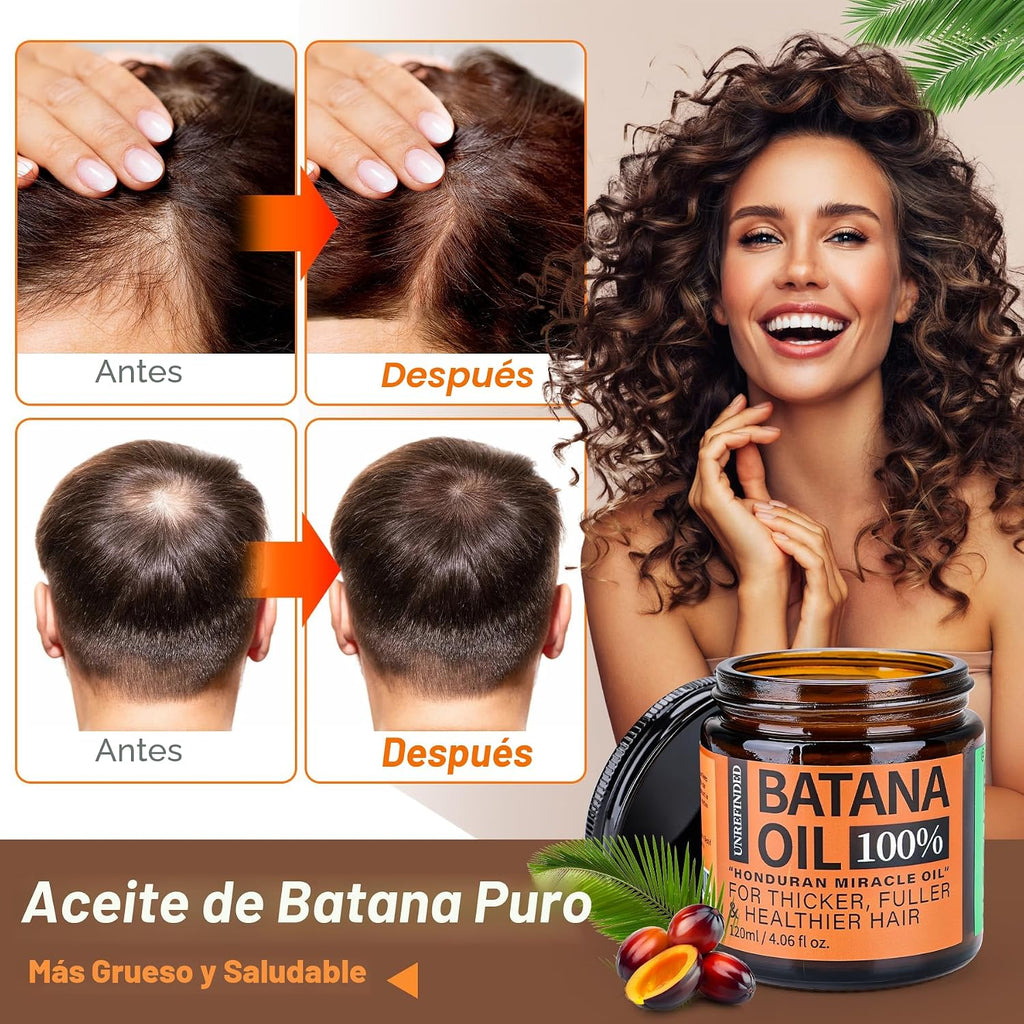 Aceite de batana 100% crudo para cabello de Honduras, 4.06 onzas lí...