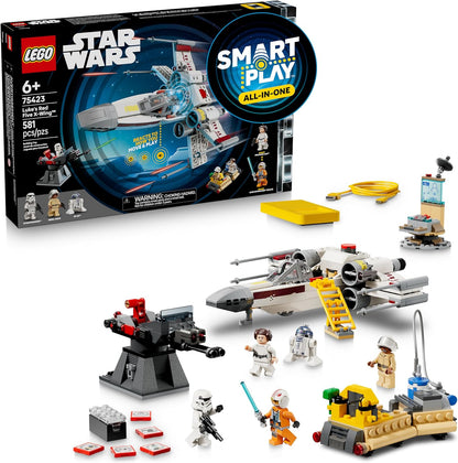 LEGO Star Wars SMART Play: Luke's Red Five X-Wing - Juguete interactivo de construcción todo en uno - Reacciona a cómo te mueves y juegas con un ladrillo inteligente - Regalo para niños, niñas, niños