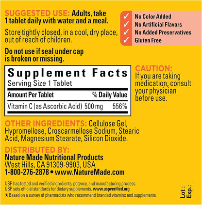 Nature Made Vitamina C 500 mg, suplemento dietético para apoyo inmu...