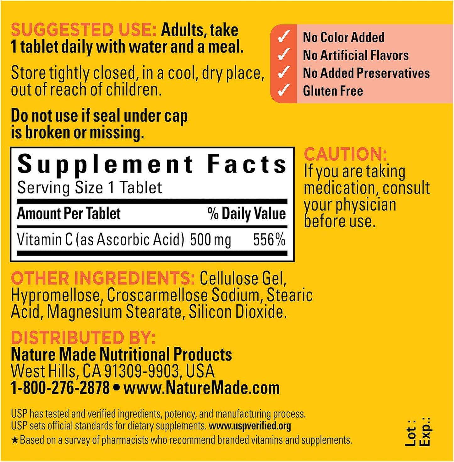 Nature Made Vitamina C 500 mg, suplemento dietético para apoyo inmu...