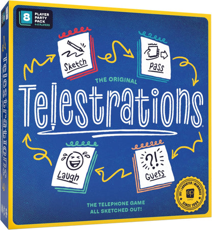 Telestrations - Juego de mesa para 8 jugadores de segunda edición, galardonado juego de fiesta divertido e impredecible imprescindible con un nuevo aspecto, dibuja lo que lees y luego adivina lo que